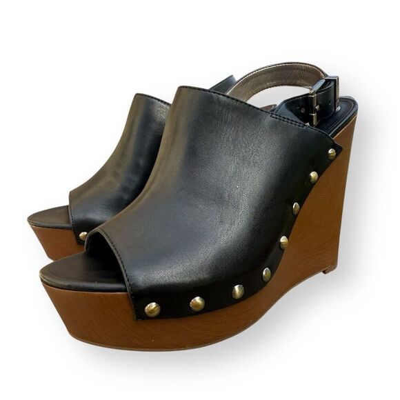 Circus by Sam Edelman Clara Black Platform Wedge Sandals Size 8M - Picture 3 of 10